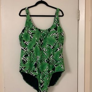 Swimsuits for all - one piece suit greenery black & white, size 30 NWT